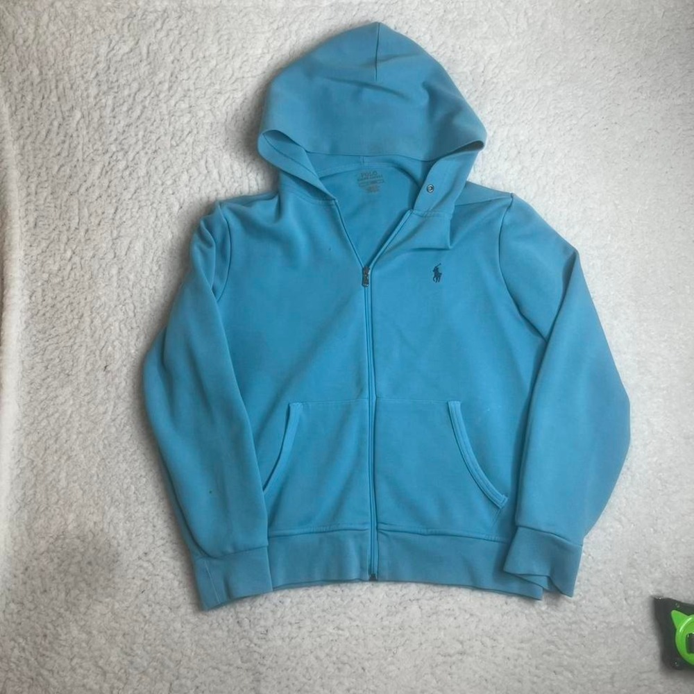 Polo Ralph Lauren performance‎ full zip men's teal hoodie crop boxy skate M